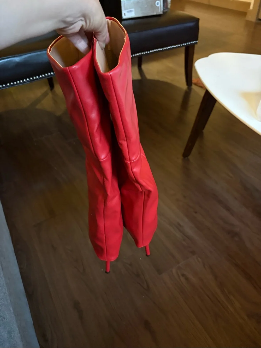 VOMIRA Womens Knee High Boots Stiletto Pointed Toe High Heels Fold Over